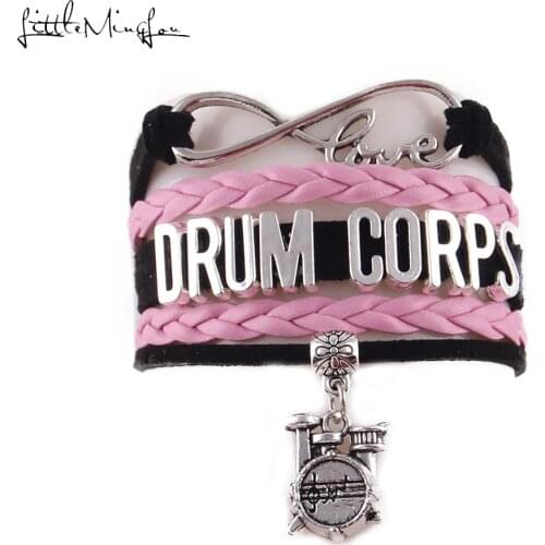 Little MingLou Infinity love drum corps Bracelet drum charm leather wrap men Bracelets & Bangles for women jewelry