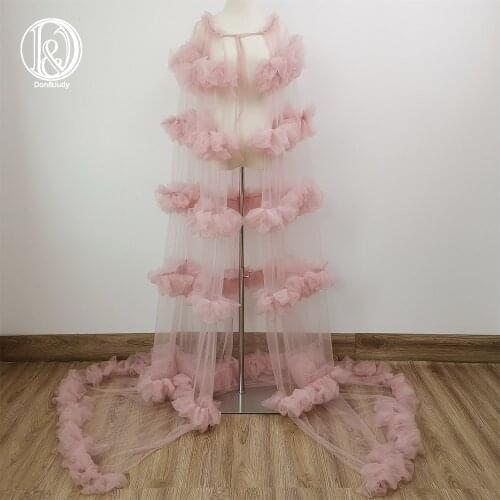 Don&Judy Tulle Vogue Cape Gown Maternity Dress For Photo Shoot Maternity Cloak Photography Party Prom Dresses Accessories2021