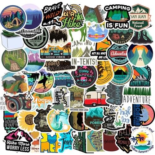 10/30/50PCS Non-Repetitive Outdoor Scenery Hiking Adventure Graffiti Suitcase Car Skateboard Sticker Waterproof Wholesale