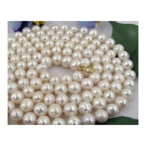 New 1016+++50 INCH 9-10MM NATURAL SOUTH SEA GENUINE WHITE PEARL NECKLACE