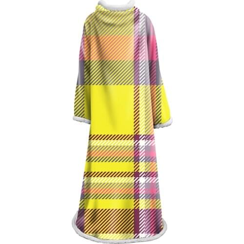 Striped Print Quilt Anti-pilling Sleeve Blanket Sofa Bed Plane Travel Picnic Throws Blanket With Sleeve Home Textile