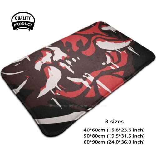 Painted Comfortable Door Mat Rug Carpet Foot Pad Hacker Demon Cyborg Skull Gaming Night City 80S Synth Tech Robotics Cool Red