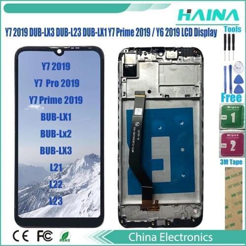 Original Lcd For Huawei Y7 2019 DUB-LX3 DUB-L23 DUB-LX1 Y7 Prime 2019 / Y6 2019 Lcd Display Touch Screen Assembly With Frame