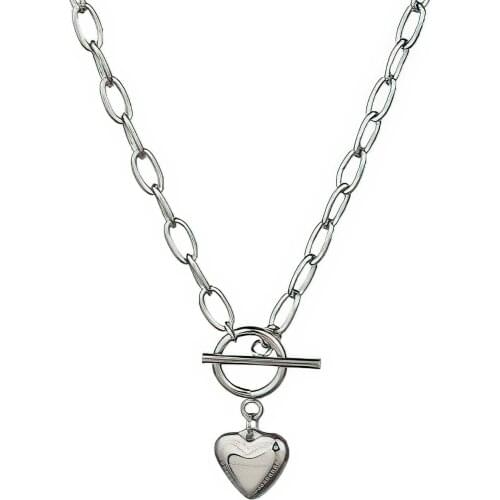 DARK DIAMOND-Heart Link necklace in stainless steel