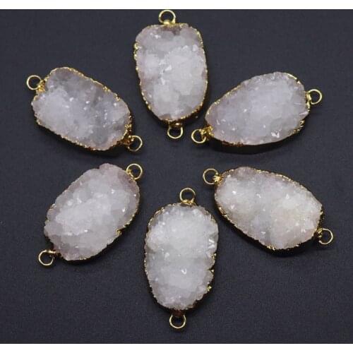 Big Size Raw Mineral Stone Geometric Connector Pendants Reiki Healing White Cluster Crystal Natural Clear Quartz Pendants DIY