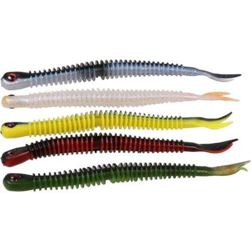 5pcs 12.5cm Soft Rubber Bait Fishing Lure Jig Wobbler random Silicone color Soft Artificial Carp Fishing Bait Swimbait Worm D4T9