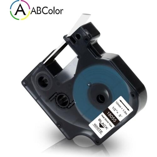 12mm 18055 Industrial Tape For DYMO Rhino IND Heat Shrink Tape 18055 Black on White For DYMO Rhino 4200 5200 5000 Label Printer