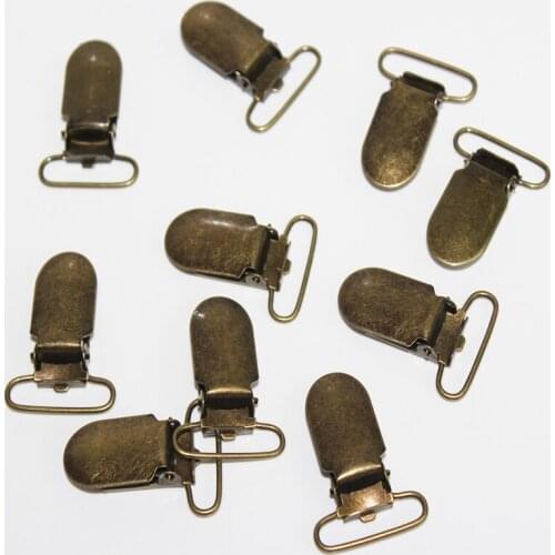 Silver/Antique Bronze Metal Suspender Paci Pacifier Ribbon Clips Holder Suspender garment Craft Square Plastic insert 20mm/25mm