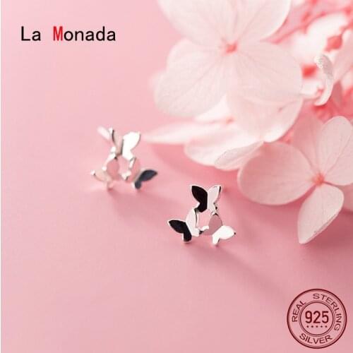 La Monada Silver 925 Jewelry Three Butterfly Stud Earrings For Women Fashion Jewelry 925 Sterling Silver Earrings Insect