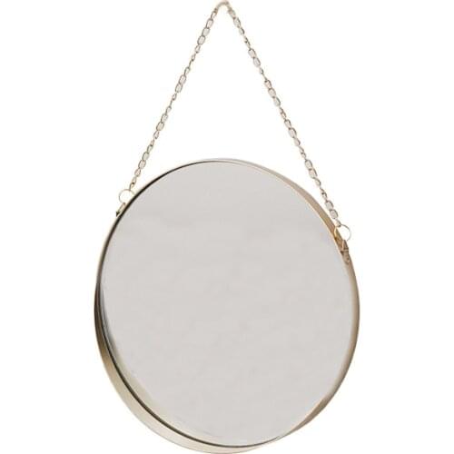 Nordic Metal Bathroom Mirror Round Wall Mount Mirror Ornament Salon Wall Art Toilet Bathroom Decor Hanging Makeup Mirror