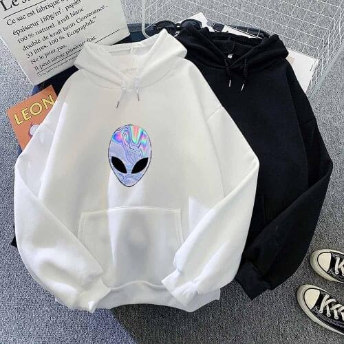 Alien Gothic Top Streetwear Hoodie Harajuku Jacket for Women Style Long Sleeve Sweatshirt White Korean Fashion Warm Clothes