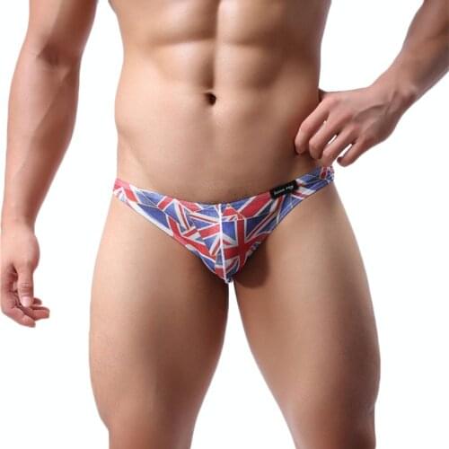 Fashion Men Underwear Sexy Triangle Briefs Charming Flag Print Comfortable Breathable Mesh Briefs Underpants For Men Underwear