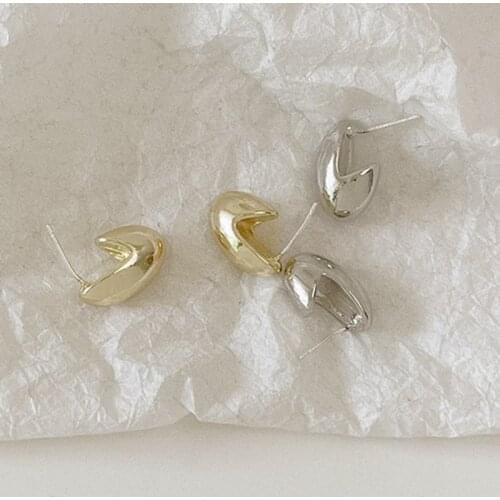 Korean Gold Silver Color Water Dome Dot Stud Earrings for Women Kpop Geometric Small Studs Earing Jewelry