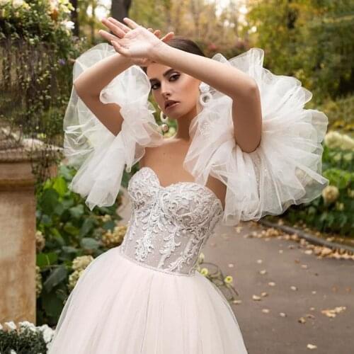 Eightree Robe de Mariage 2021 Vintage Wedding Dress Boho Bridal Dresses Detachable Sleeve Lace Garden Wedding Gowns