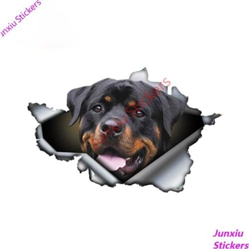 Funny Rottweiler Car Sticker Torn Metal Decal Reflective Pet Dog Decals 3D Rott Car Styling Cover scratches Decoration PVC13x8cm