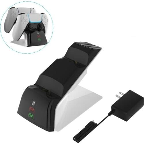 Charge Station Dock LED Indicator with AC Adapter for PS5 Controller Dual Charging Station for Sony PlayStation 5 Controller