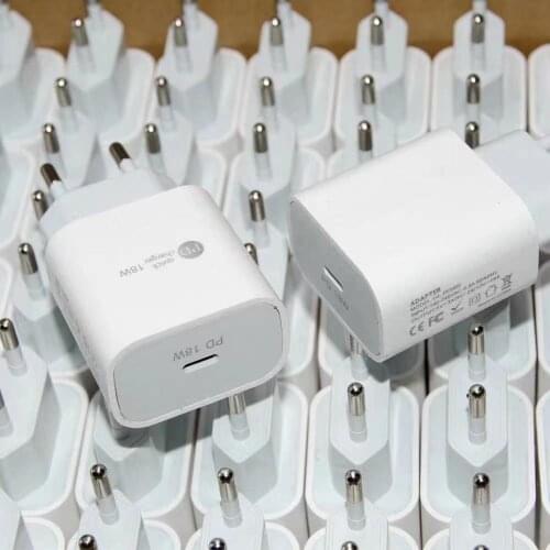 10Pcs/Lot 18W PD Charger USB C Port PD Fast Charging For iPhone Samsung Huawei Xiaomi Power Adapter EU US Plug Charger
