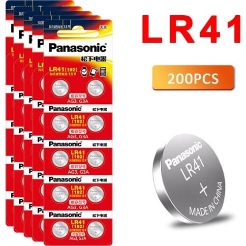 200pcs/lot Panasonic LR41 Button Cell Battery LR 41 SR41 AG3 G3A L736 192 392A Zn/MnO2 1.5V Lithium Coin Batteries Cell