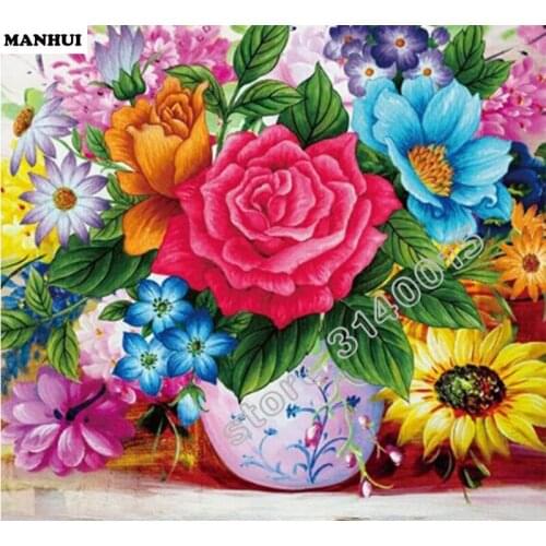 DIY Diamond painting vase cross stitch Needlework 5D Spuare diamond embroidery resin diamond picture mosaic BEC106