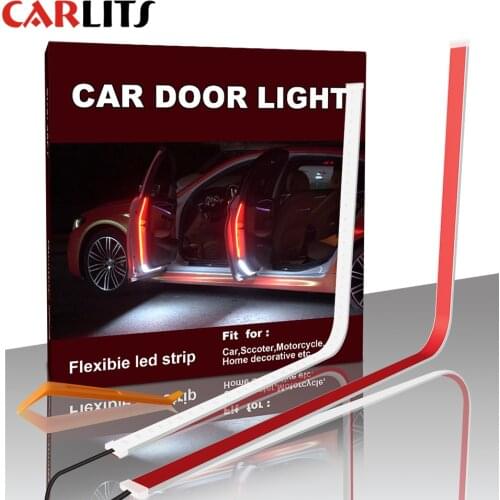 Car-styling Red-white LED Streamer Door Anti-Collision Warning Light Welcome Decorative Light Belt Car Door Atmosphere Lamp CJ