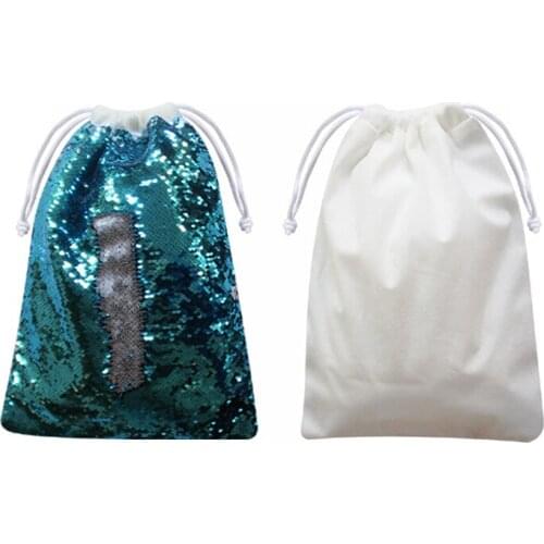 Free Shipping 5pcs/lot New style Sublimation two-color flip sequin drawstring bag drawstring bag For Sublimation INK Print 40*30