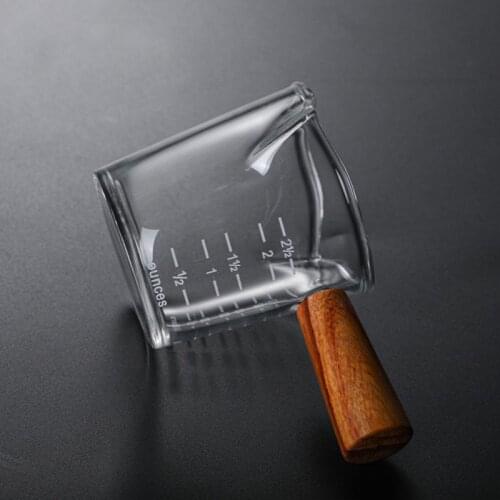 Title Measuring Cup Concentrated Coffee Glass Double Mouth Bottle Coffee Shares Pot Wooden Handle Glass Small Milk