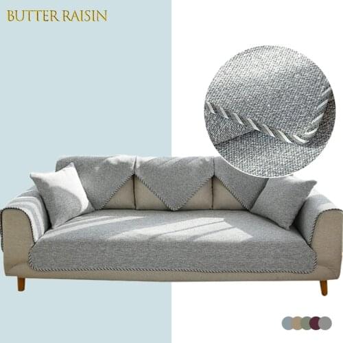 Cotton Linen Fabric Sofa Cover Modern Sofa Covers for Living Room Home Decor Slipcover Solid Color Sofa Towel Corner Couch Cover