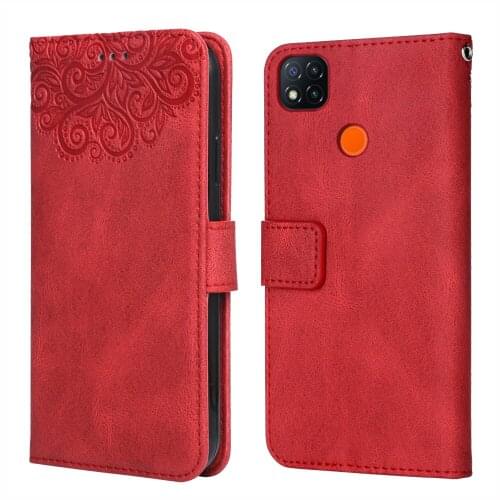 For Xiaomi Redmi 9C Flower Embossing Case Coque for Redmi 9C Wallet Flip Leather Case for Xiaomi 9 C Redmi 9C Cover