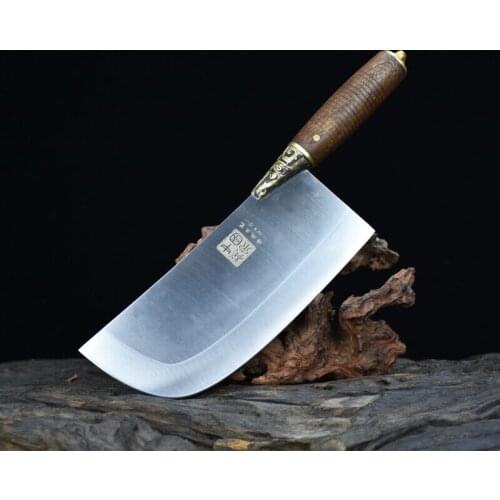 DEHONG Slicing knife Household kitchen knife Longquan knife Rounding head chef knife Hand forged bright surface kitchen knife