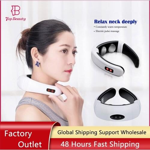 Electric Pulse Neck Massager Microcurrents Massage Back Shoulder Warm Heating Pain Relief Health Care Currents Neck Relaxation