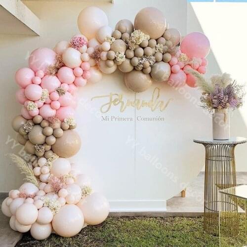Baby Shower DIY Global Macaron Pink Double Layer Blush Skin Balloon Arch Garland Wedding Supplie Gender Reveal Decoration Decor