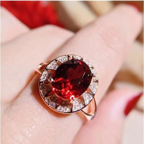Garnet finger ring Free shipping Natural real garnet 925 sterling silver 8*10mm gem For men or women ring