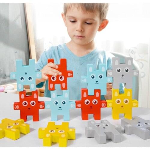 Bunny stacked blocks balance game Wooden Block Building