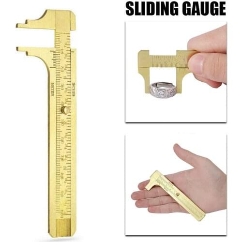 Mini Brass Scale 80/100mm Sliding Gauge Vernier Caliper Ruler Pocket Measuring Tool JA55