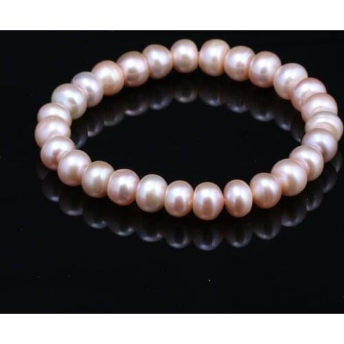 Natural freshwater pearl bracelet Potato shaped for woman Purple / White / Pink / mix 8-9mm