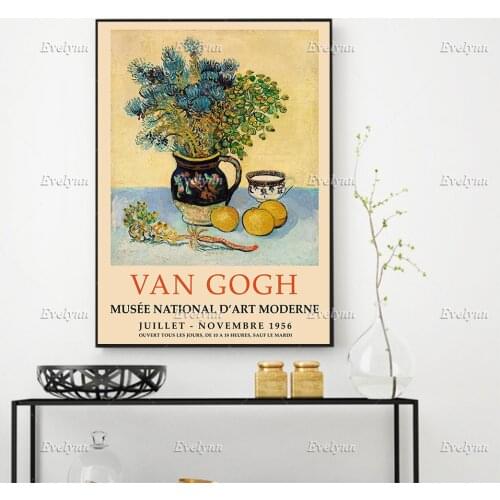 Still Life Majolica Jug with Wild flowers by Vincent Van Gogh Poster, Van Gogh Print, Wall Art Home Decor Canvas Floating Frame