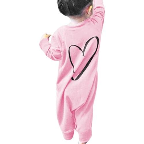 The New Baby Jumpsuit Love Print Toddler Girl Pajamas Soft Cotton Long-sleeved girls Loose Clothes