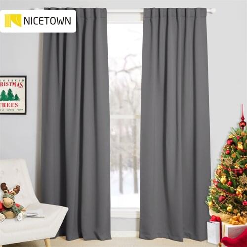 NICETOWN Solid Color blackout curtain Thermal Insulated rod pocket back tab For Living Room Drapes Bedroom curtains Custom Made