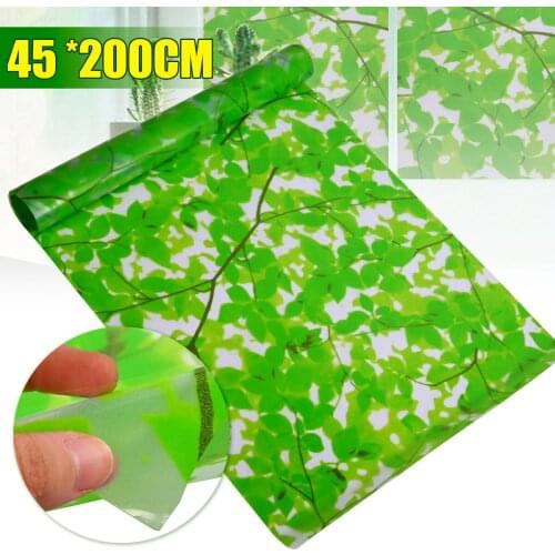 DIY Privacy Window Film 45*200cm Adhesive Green Leaves Frosted Opaque Glass Window Film Glass Wall Stickers For Home Decor