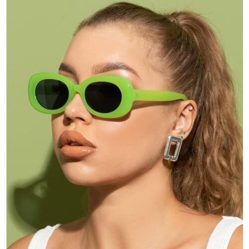 Ins Popular Fashion Small Oval Sunglasses Women Vintage Round Leopard Jelly Color Eyewear Men Trending Sun Glasses Shades UV400