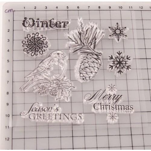 Bird Snowflake Transparent Clear Silicone Stamp Seal DIY Scrapbook Rubber Stamping Coloring Embossing Diary Decoration Reusable