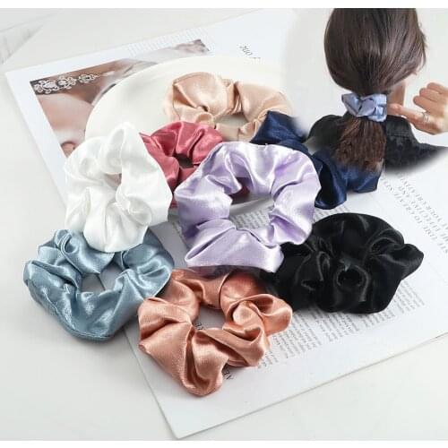 3Pcs/Set Silk Candy Color Elastic Multicolor Hair Band Handmade Ponytail Holder Scrunchie Hair Ring Girls Women Hair Accessories