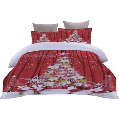 Christmas Tree Duvet Quilt Cover Sets Happy Gift 3D Bed Three-Piece Set Quilt Cover and Pillowcases Bedding Sets 2021