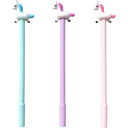 3pcs Cute Unicorn Gel Ink Pen Ballpoint 0.5mm Blue Color Pens Writing Signature Stationery Item Gift Office School Supplies F052