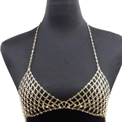 40GC Sexy Bra Chains Crystal Waist Chain Rhinestone Body Chain Vacation Leisure Nightclub Chest Chain for Women and Girls