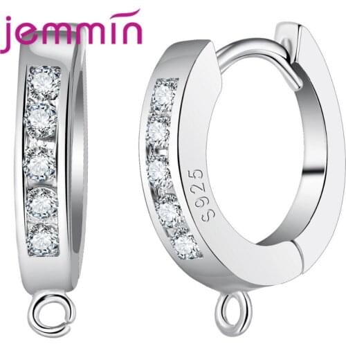 925 Sterling Silver Jewelry for Women Fashion Earring Hook Paved Clear Crystal DIY Finding Earrings Accessories