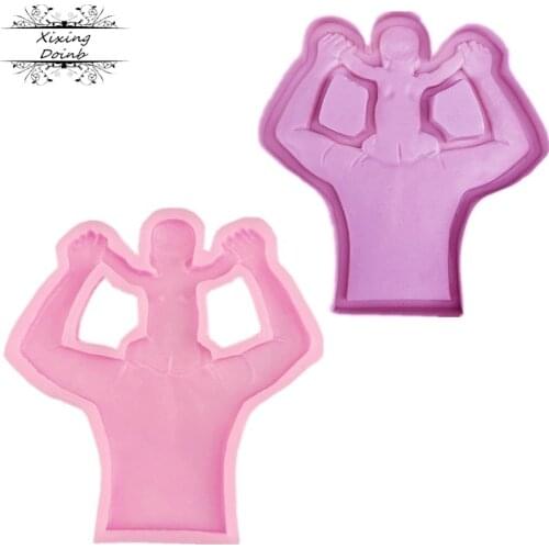 DIY epoxy jewelry mirror father child shape silicone mold resin mold crafts cake decoration mold chocolate fudge tools