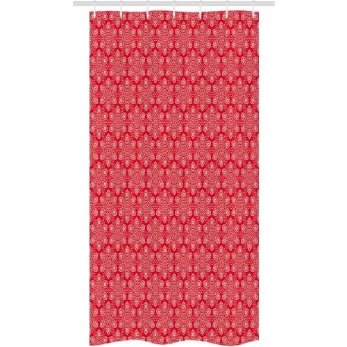 Warm Snowflake Christmas Shower Curtain Set Dotwork Floral Folk Waterproof Fabric Narrow Bath Curtain Bathroom Decor with Hooks