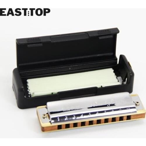 TX01 high quality 10 holes wood comb harmonica with ABS case
