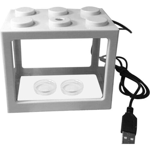 USB Mini Aquarium Fish Tank with LED Lamp Light Home Office Desktop Tea Table Decoration Accessories